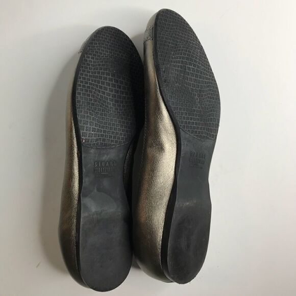 Stuart Weitzman Sz 10 Gold Leather Ballet Flats - Picture 8 of 8